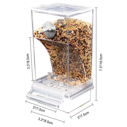 Bird Feeder Acrylic Automatic Bird Food Container Parrot Feeder Drinker Transparent House Type Feeding Cage Birds Feed Tray