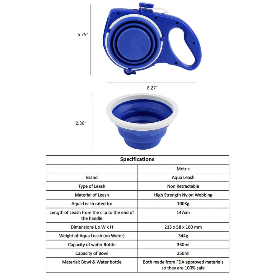 5 in 1 Leash : Dog Leash with Built-In Water Bottle and Bowl