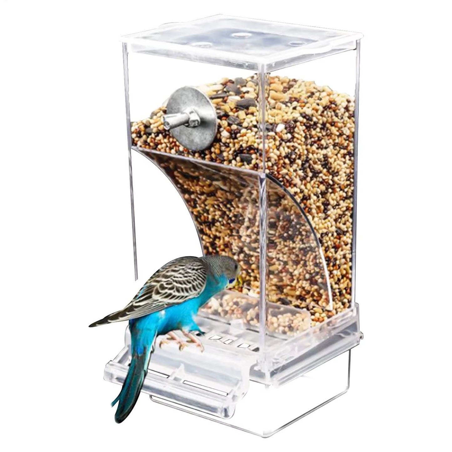 Bird Feeder Acrylic Automatic Bird Food Container Parrot Feeder Drinker Transparent House Type Feeding Cage Birds Feed Tray