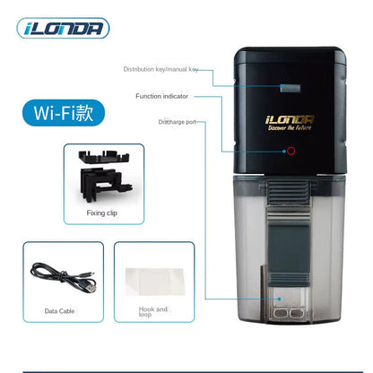 Ilonda Fish Tank Aquarium Wifi Automatic Feeder 170ML Remote Intelligent Feeder Timed Flake Pellet Feed