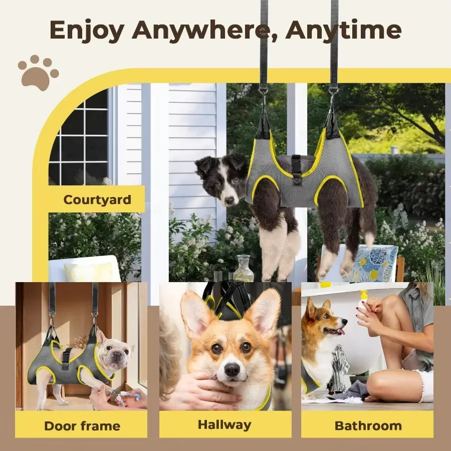 Comfy Dog Grooming Hammock for Nail Trim and Pet Care: Supportive and Secure Harness with Builtin Nail Clipper Trimmer for Smal