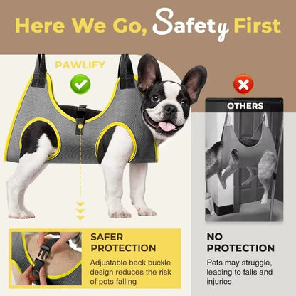 Comfy Dog Grooming Hammock for Nail Trim and Pet Care: Supportive and Secure Harness with Builtin Nail Clipper Trimmer for Smal