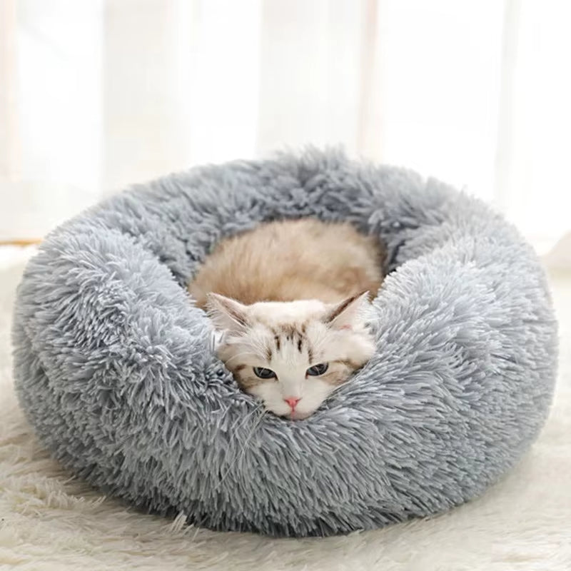 Home Plush Pet Nest Winter Cat Nest Dog Nest Warm Detachable and Washable round Cat Nest Pet Bed Seasonal Universal Decoration
