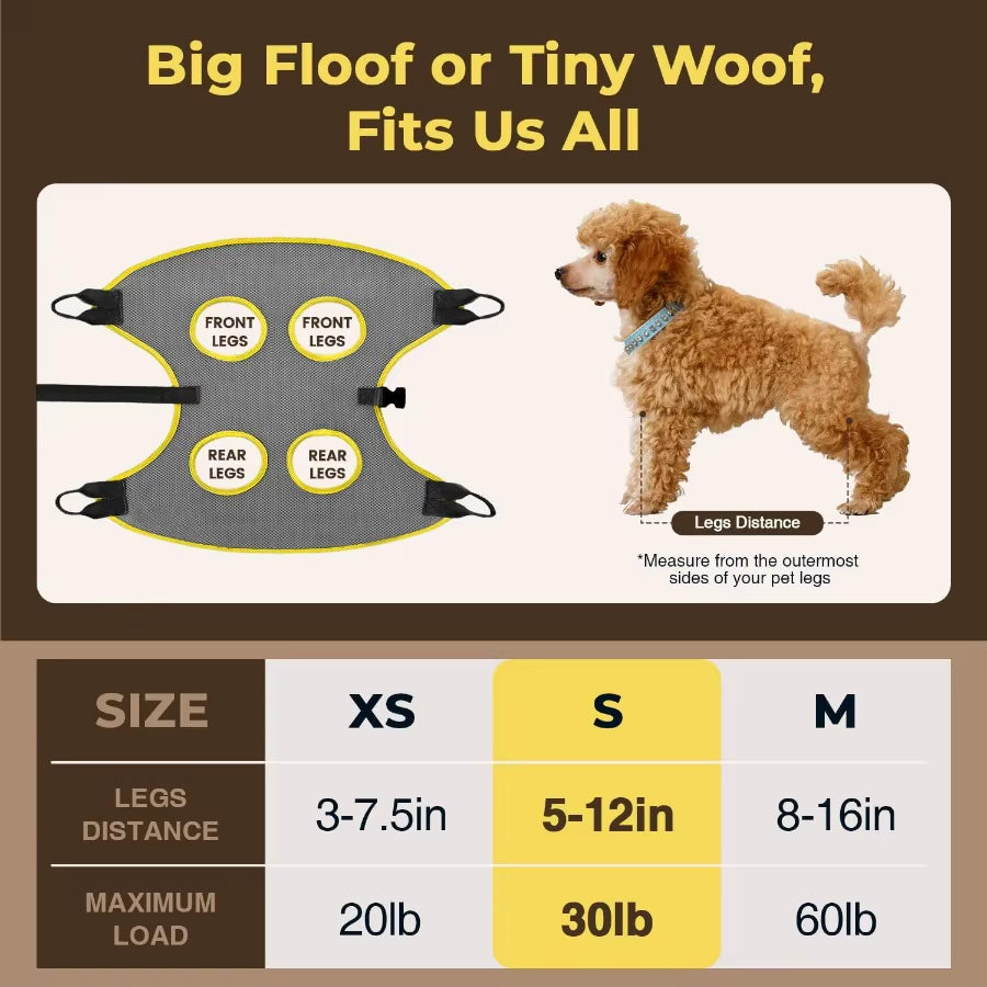 Comfy Dog Grooming Hammock for Nail Trim and Pet Care: Supportive and Secure Harness with Builtin Nail Clipper Trimmer for Smal