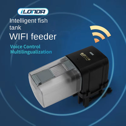 Ilonda Fish Tank Aquarium Wifi Automatic Feeder 170ML Remote Intelligent Feeder Timed Flake Pellet Feed